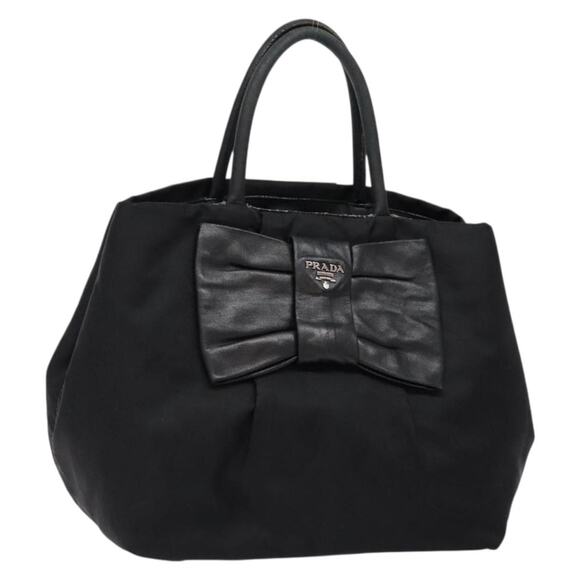 PRADA Hand Bag Nylon Silver Black - Picture 1 of 12